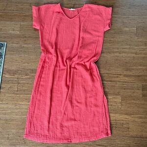 Eileen Fisher Coral Gauze Midi Dress
